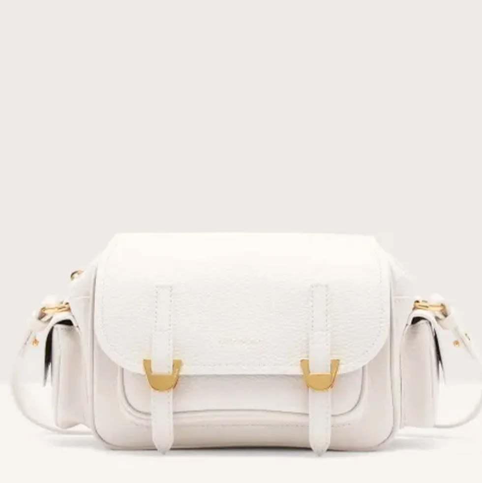 Borsa Donna a Tracolla COCCINELLE in Pelle Colore Blanco linea Campus Small