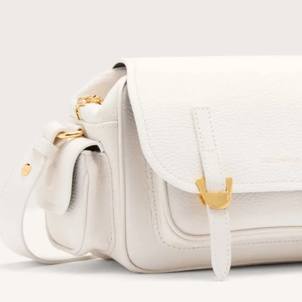 Borsa Donna a Tracolla COCCINELLE in Pelle Colore Blanco linea Campus Small