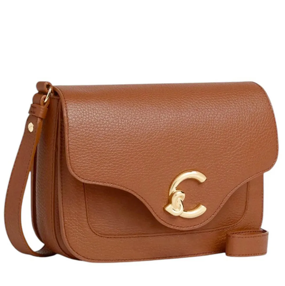 Borsa Donna a Tracolla COCCINELLE in Pelle Martellata linea C-Me Small Colore Cognac