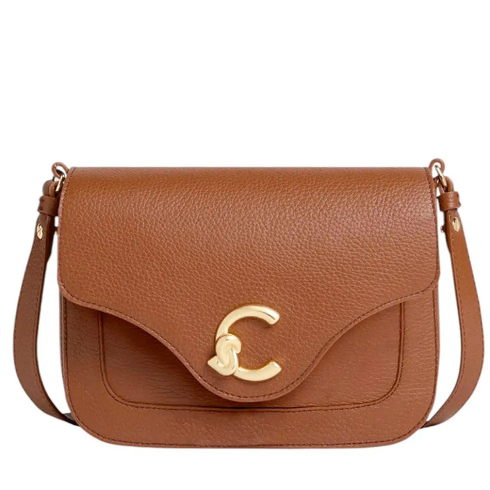 Borsa Donna a Tracolla COCCINELLE in Pelle Martellata linea C-Me Small Colore Cognac