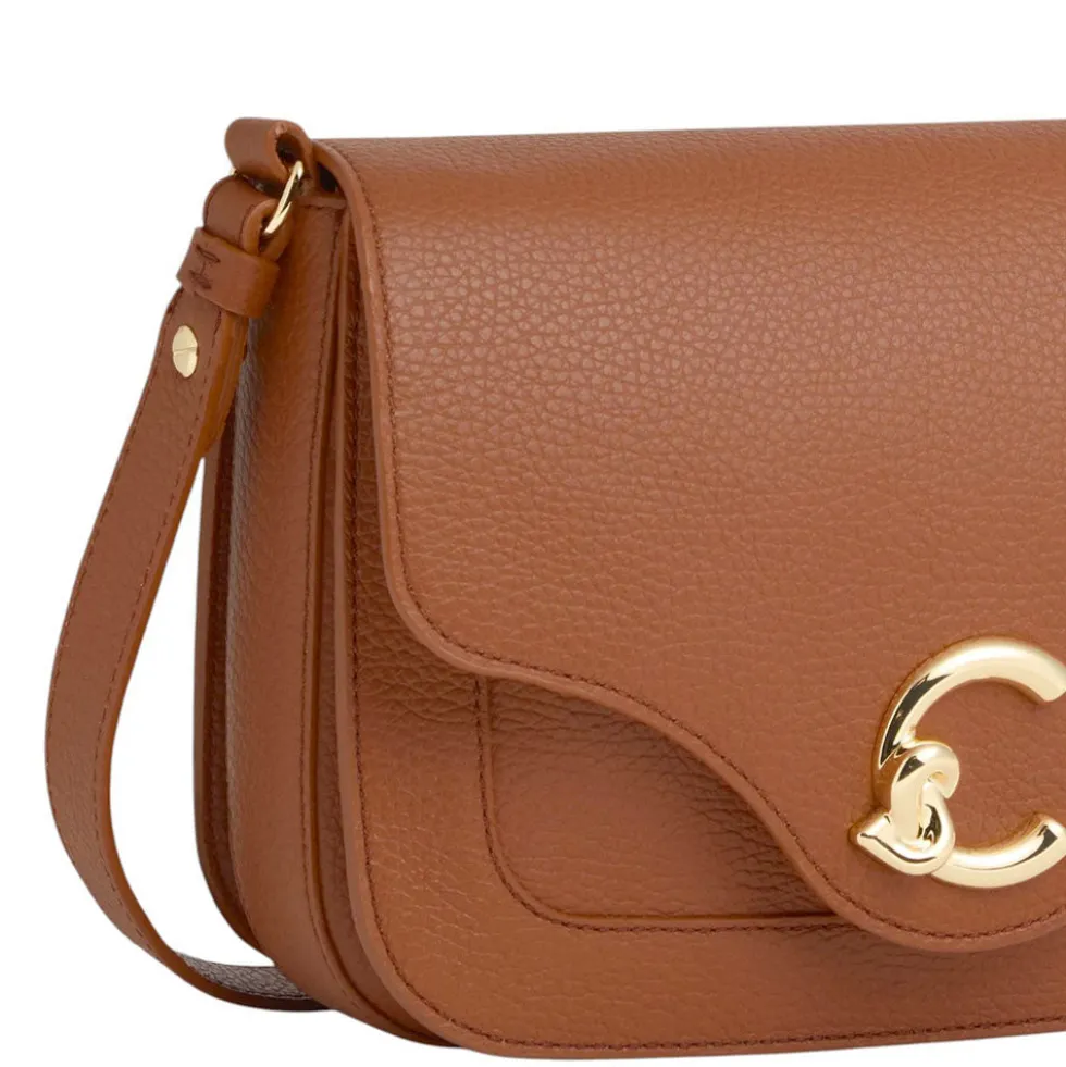 Borsa Donna a Tracolla COCCINELLE in Pelle Martellata linea C-Me Small Colore Cognac