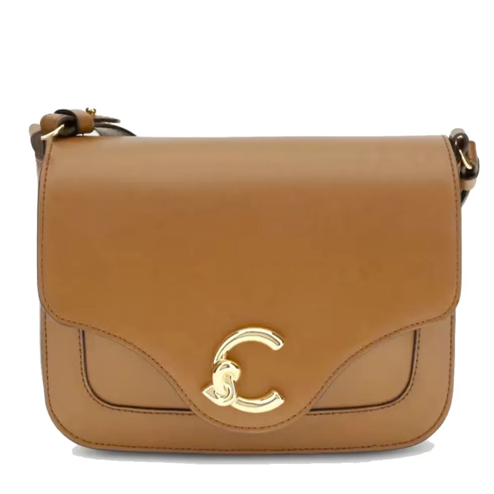 Borsa Donna a Tracolla COCCINELLE in Pelle linea C-Me Calf Cocker Small Colore Cognac