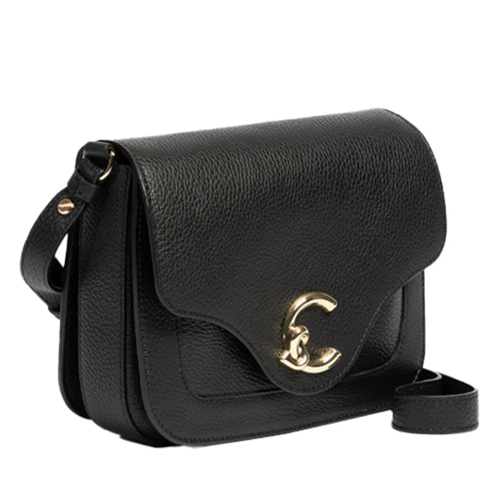 Borsa Donna a Tracolla COCCINELLE in Pelle Martellata linea C-Me Small Colore Nero