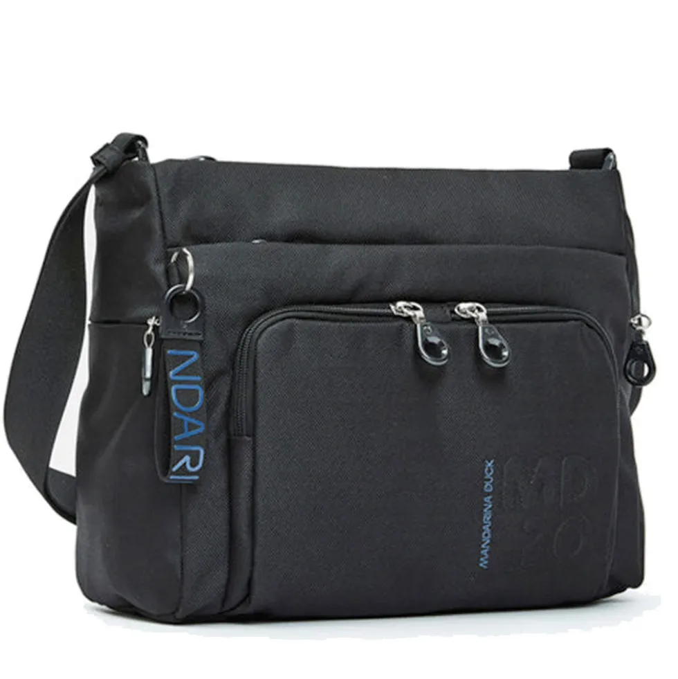 Borsa Donna a Tracolla con Tasca Frontale MANDARINA DUCK in Tessuto Linea MD20 Colore Nero