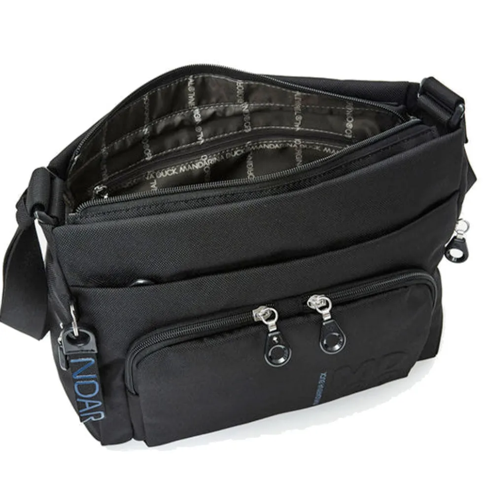 Borsa Donna a Tracolla con Tasca Frontale MANDARINA DUCK in Tessuto Linea MD20 Colore Nero