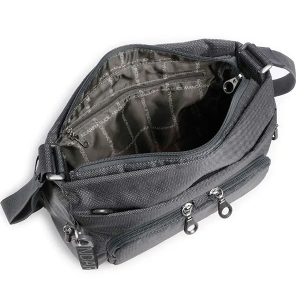 Borsa Donna a Tracolla con Tasca Frontale MANDARINA DUCK in Tessuto Linea MD20 Colore Steel
