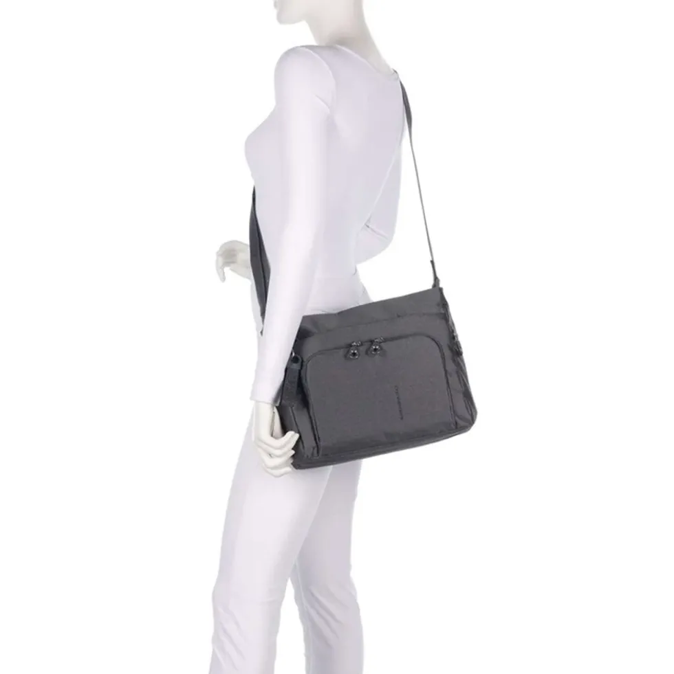 Borsa Donna a Tracolla con Tasca Frontale MANDARINA DUCK in Tessuto Linea MD20 Colore Steel