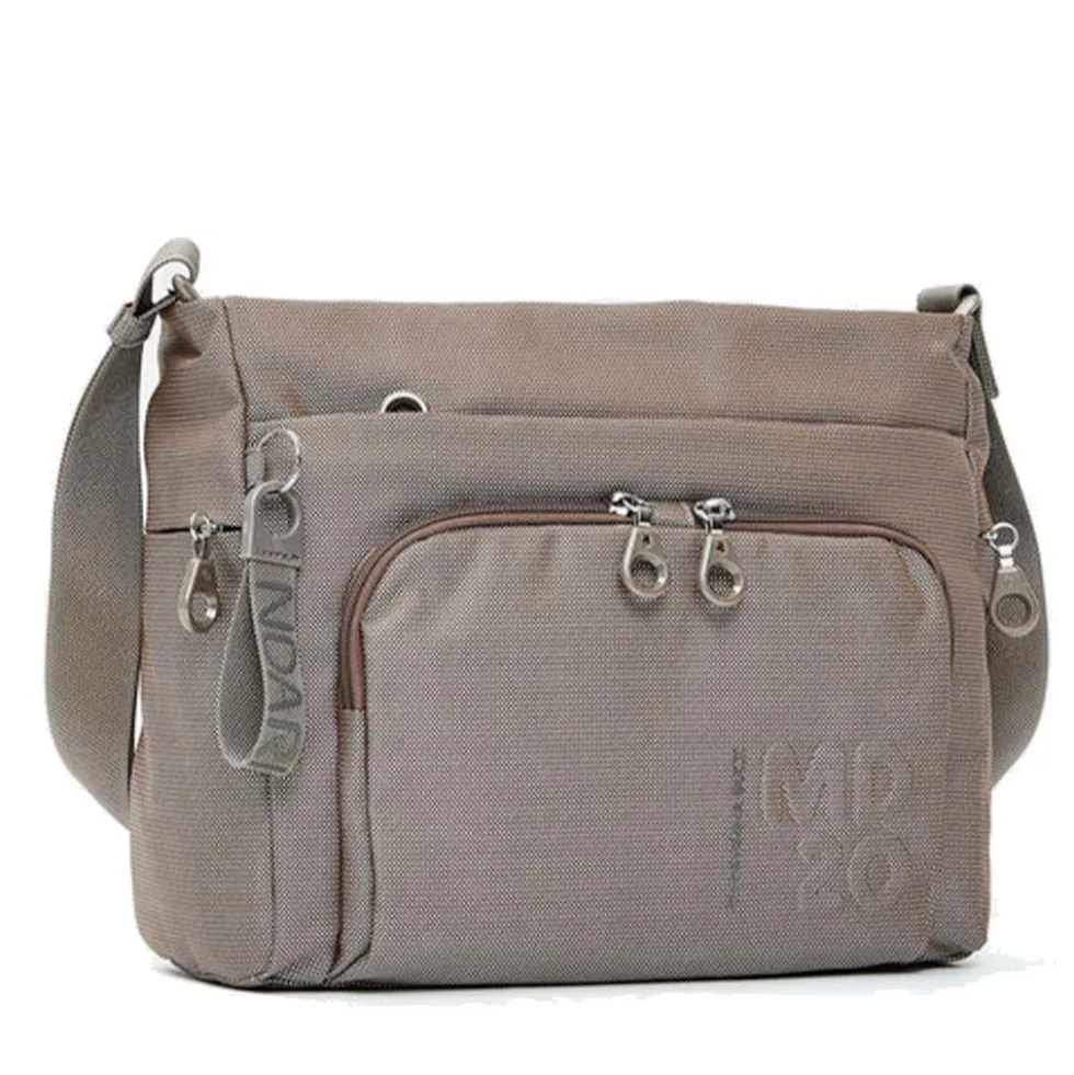 Borsa Donna a Tracolla con Tasca Frontale MANDARINA DUCK in Tessuto Linea MD20 Colore Taupe