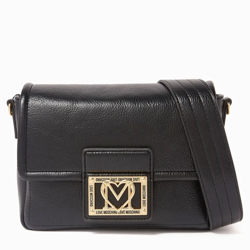 Borsa Donna a Tracolla LOVE MOSCHINO Nera con Placca Quadrata con Logo