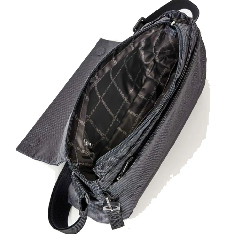 Borsa Donna a Tracolla MANDARINA DUCK Chiusa con Pattina in Tessuto colore Steel Linea MD20