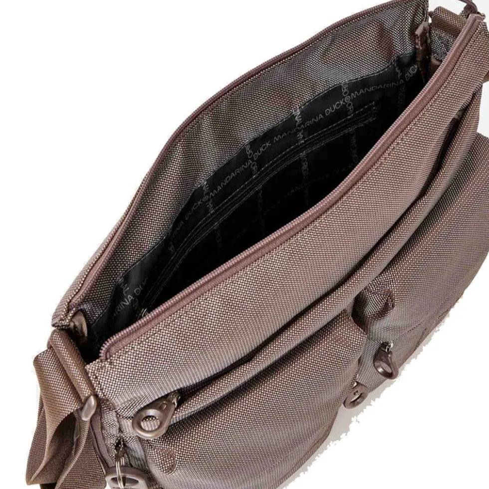 Borsa Donna a Tracolla MANDARINA DUCK Espandibile in Tessuto Linea MD20 Colore Taupe Misura Grande