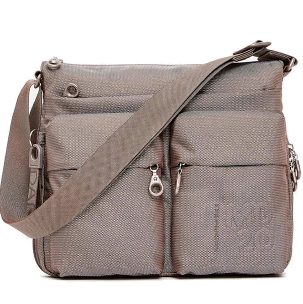 Borsa Donna a Tracolla MANDARINA DUCK Espandibile in Tessuto Linea MD20 Colore Taupe Misura Grande
