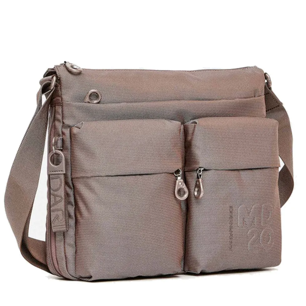 Borsa Donna a Tracolla MANDARINA DUCK Espandibile in Tessuto Linea MD20 Colore Taupe Misura Grande