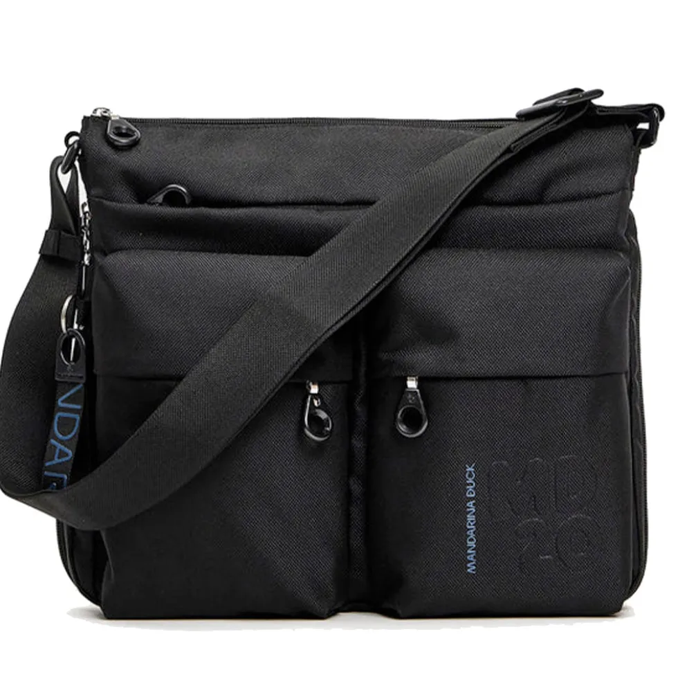 Borsa Donna a Tracolla MANDARINA DUCK Espandibile in Tessuto Linea MD20 Colore Nero Misura Grande