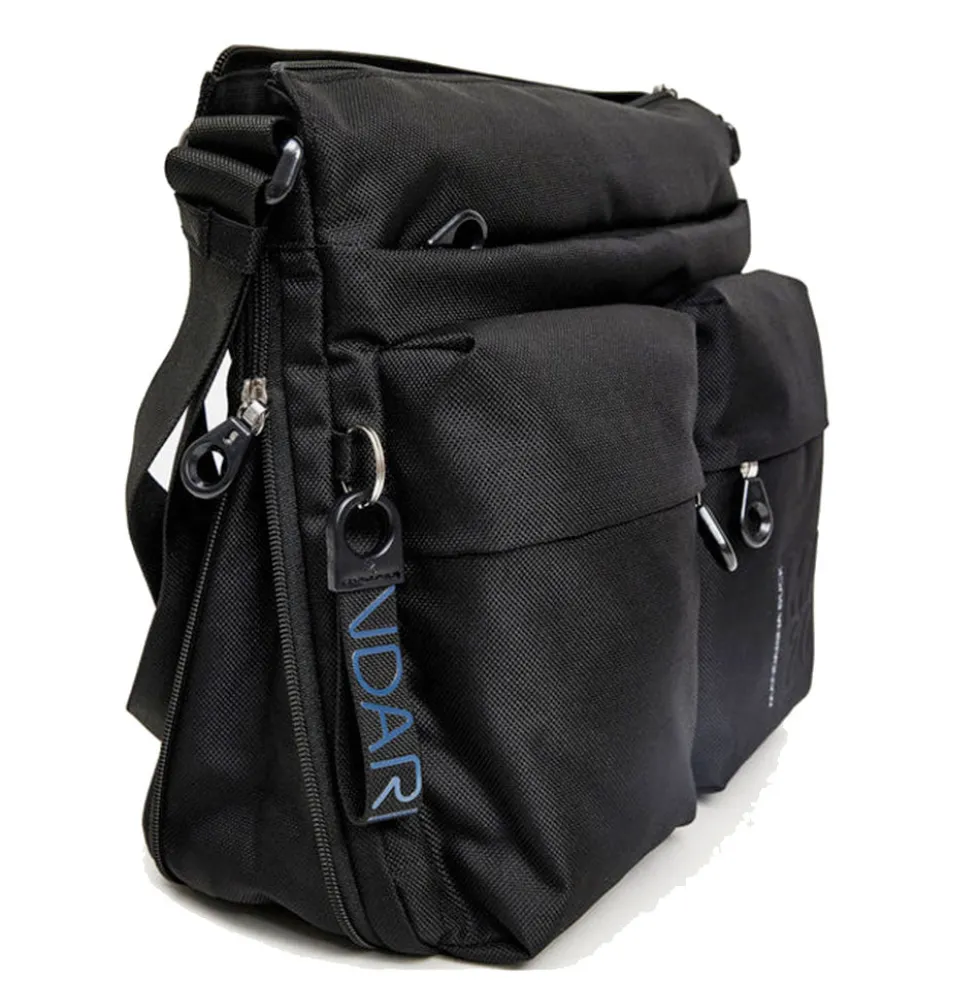 Borsa Donna a Tracolla MANDARINA DUCK Espandibile in Tessuto Linea MD20 Colore Nero Misura Grande