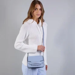 Borsa Donna a Tracolla Media THE BRIDGE linea Lucrezia in Pelle Azzurro Acqua