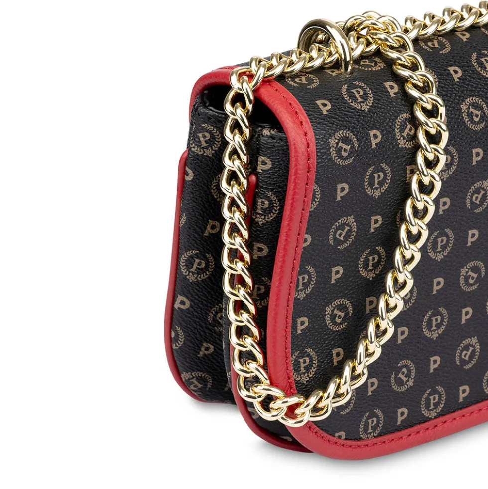 Borsa Donna a Tracolla POLLINI linea Heritage Logo Classic Nero e Lacca