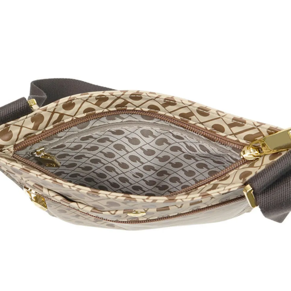 Borsa Donna a Tracolla Small GHERARDINI in Tessuto Softy colore Tabacco - Burro