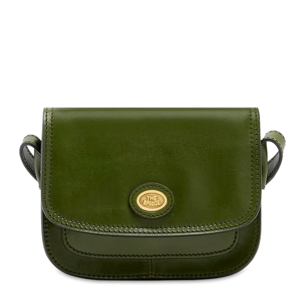 Borsa Donna a Tracolla Small THE BRIDGE linea Story in Pelle Verde Maggiorana