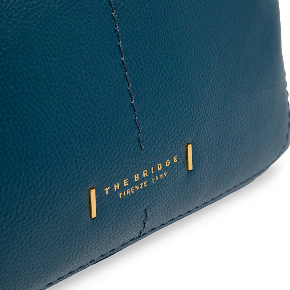Borsa Donna a Tracolla THE BRIDGE linea Letizia in Pelle Blu Pavone
