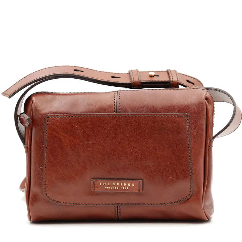 Borsa Donna a Tracolla THE BRIDGE linea Flora in Pelle Marrone