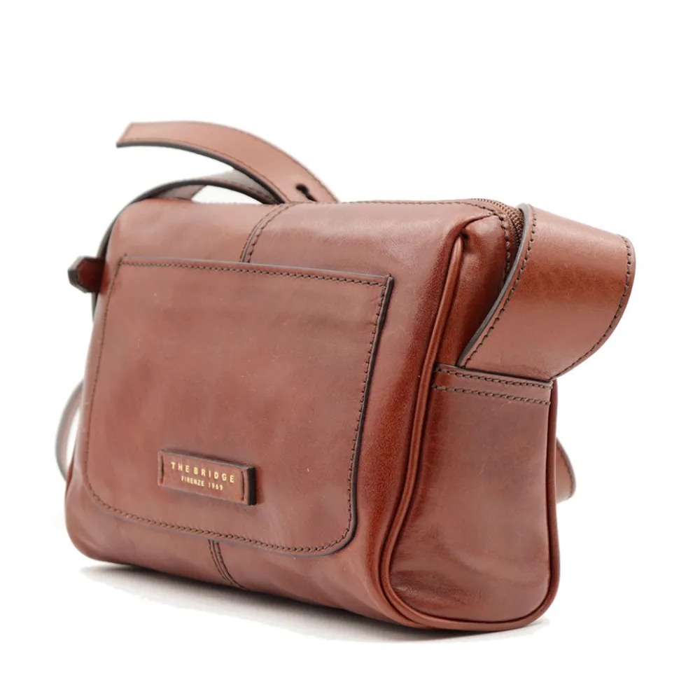 Borsa Donna a Tracolla THE BRIDGE linea Flora in Pelle Marrone
