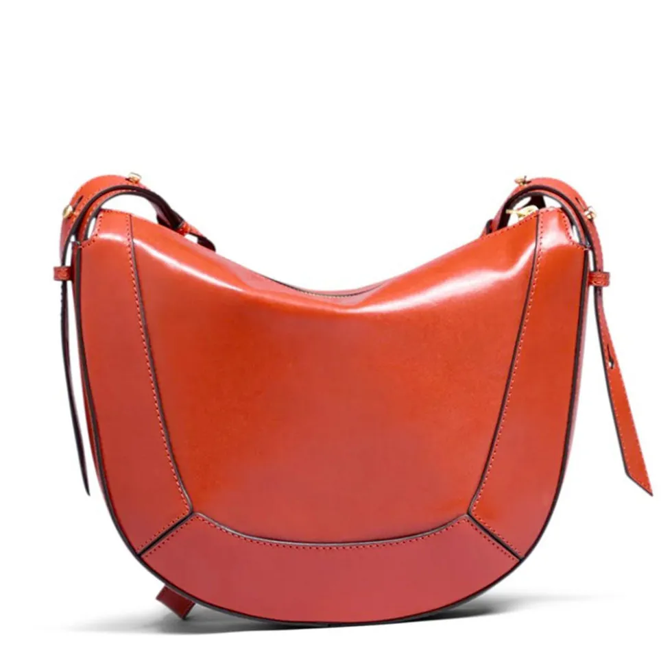Borsa Donna a Tracolla THE BRIDGE linea Fedora in Pelle Arancio Bruciato