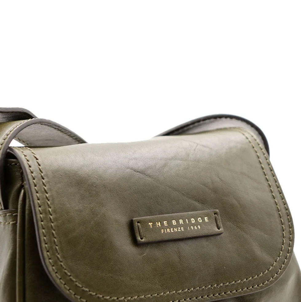 Borsa Donna a Tracolla THE BRIDGE linea Flora in Pelle Verde Timo