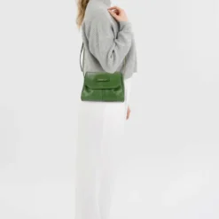 Borsa Donna a Tracolla THE BRIDGE linea Flora in Pelle Verde Timo