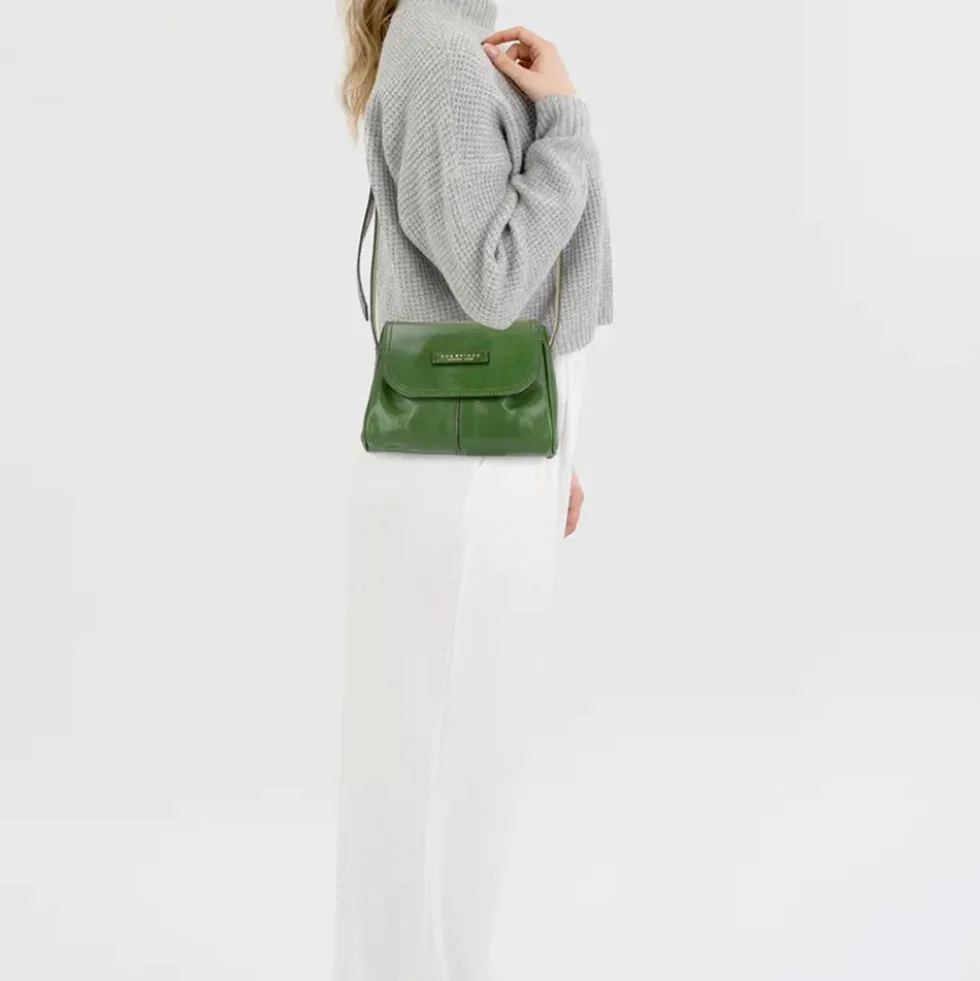 Borsa Donna a Tracolla THE BRIDGE linea Flora in Pelle Verde Timo