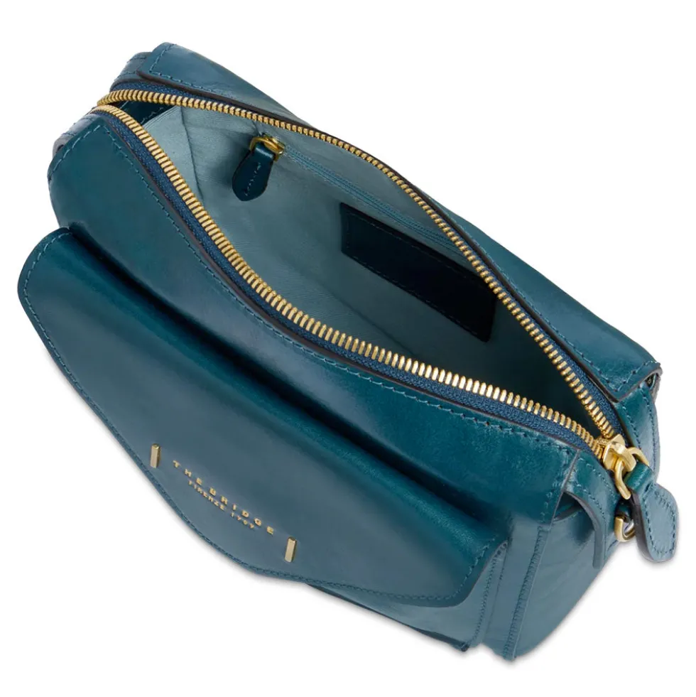 Borsa Donna a Tracolla THE BRIDGE linea Frida in Pelle Blu Pavone