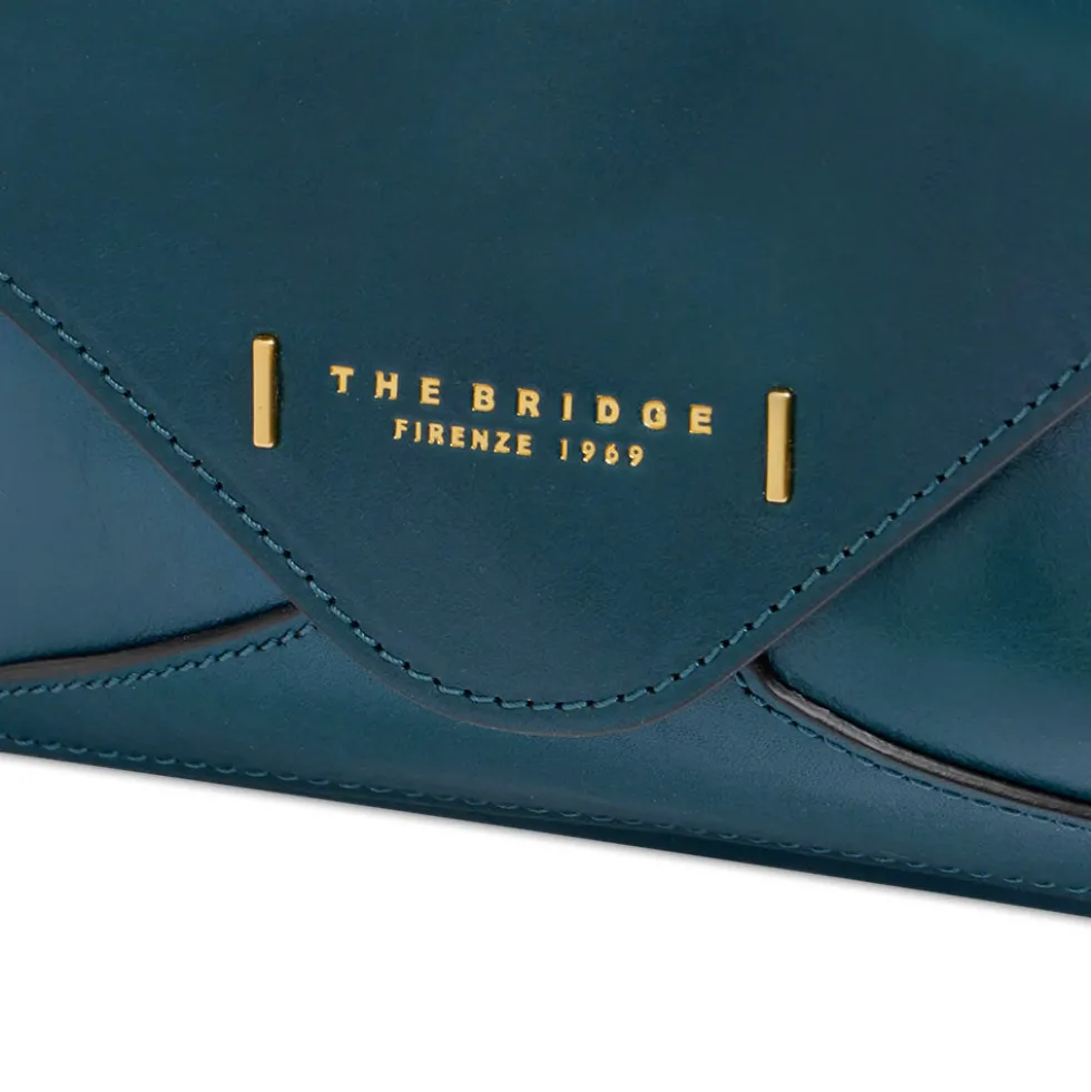 Borsa Donna a Tracolla THE BRIDGE linea Frida in Pelle Blu Pavone