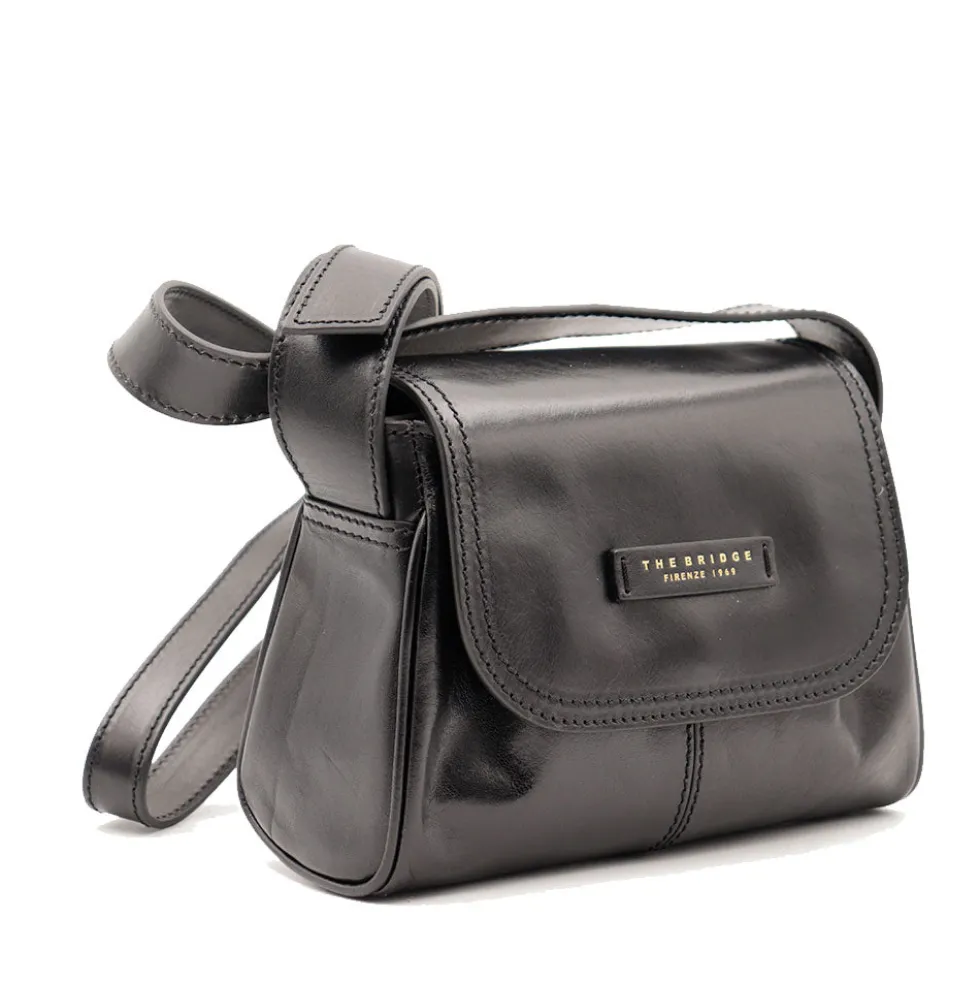 Borsa Donna a Tracolla THE BRIDGE linea Flora in Pelle Nera
