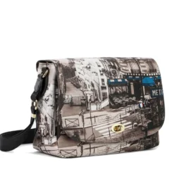 Borsa Donna a Tracolla Y NOT YES-631 Stampa Petrol Paris