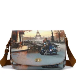 Borsa Donna a Tracolla Y NOT YES-631 Stampa Kisses From Paris
