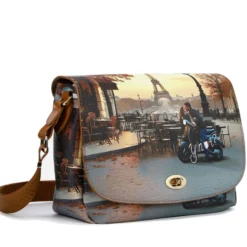 Borsa Donna a Tracolla Y NOT YES-631 Stampa Kisses From Paris