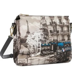 Borsa Donna a Tracolla Y NOT YES-630 Stampa Petrol Paris