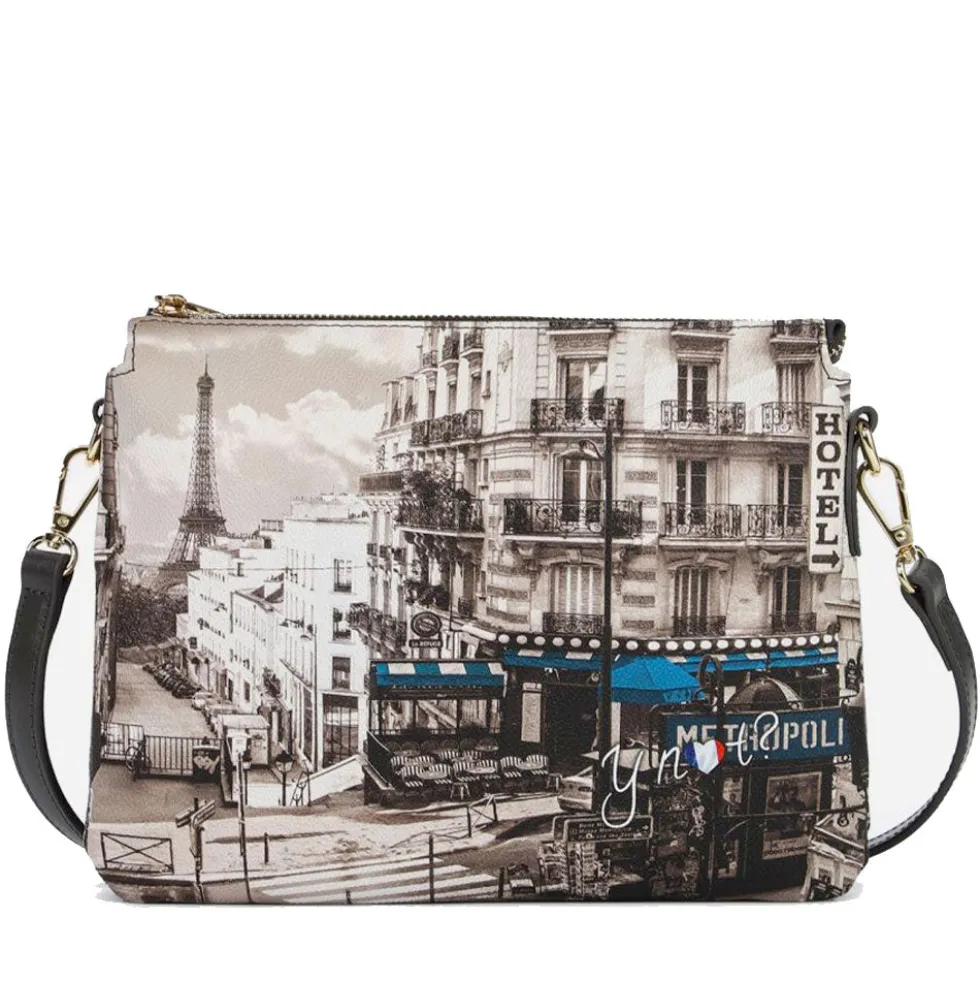 Borsa Donna a Tracolla Y NOT YES-630 Stampa Petrol Paris