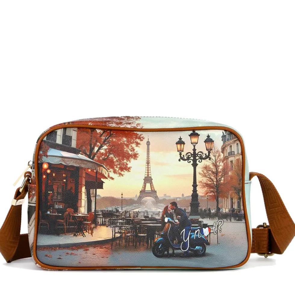 Borsa Donna a Tracolla Y NOT YES-440 stampa Kisses From Paris