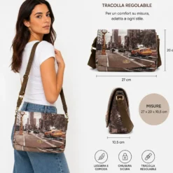 Borsa Donna a Tracolla Y NOT YES-631 Stampa Golden Time