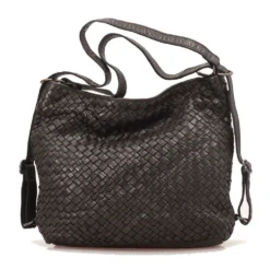 Borsa Donna con Portabilità a Zaino GIANNI CONTI in Pelle Intrecciata Nera