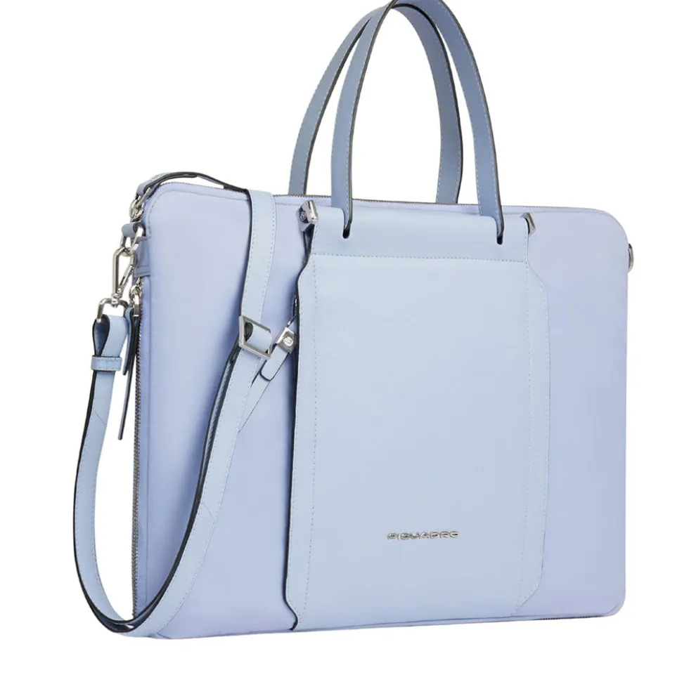 Borsa Donna da Lavoro PIQUADRO linea Circle in Pelle e Tessuto Riciclato Indaco - CA4021W92T