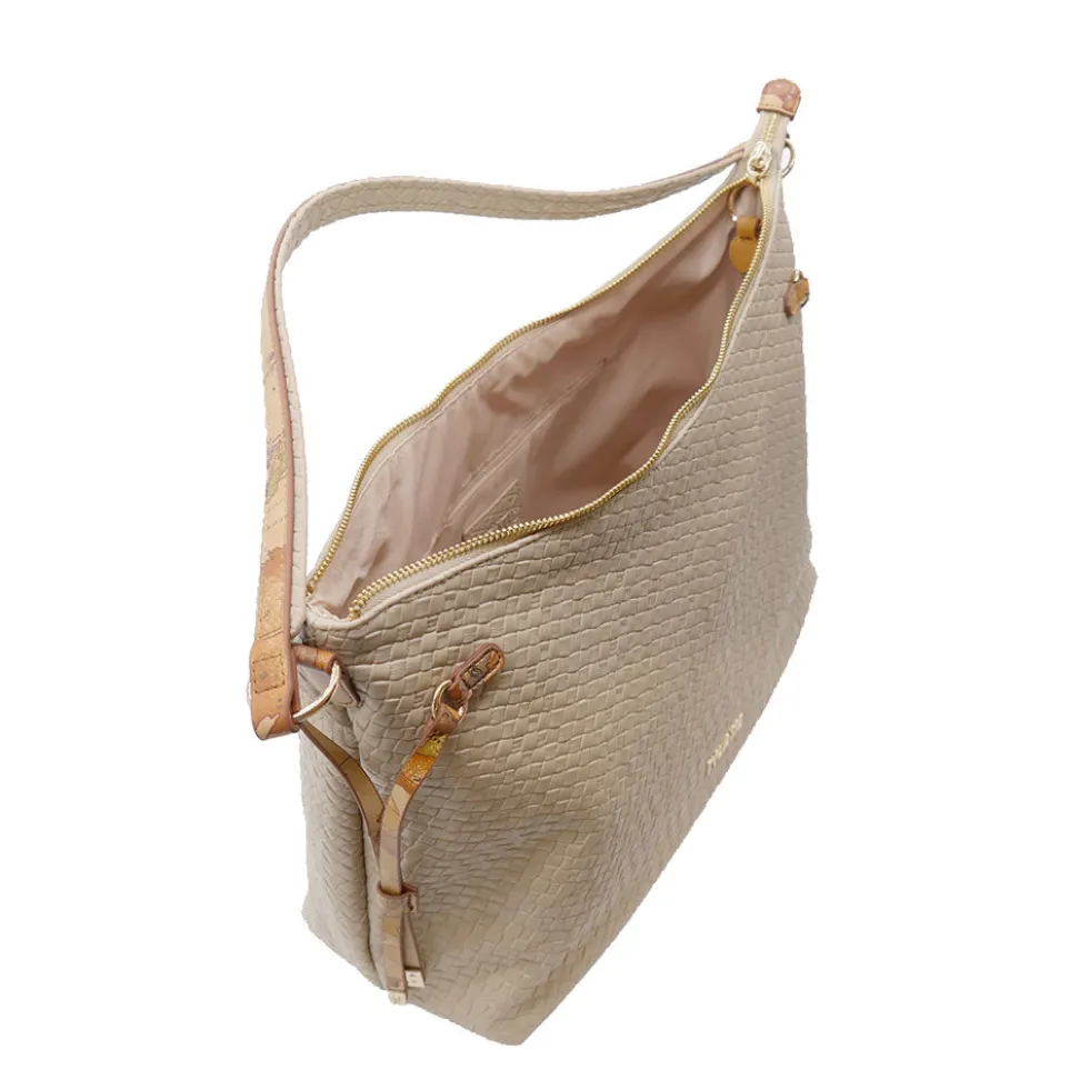 Borsa Donna Hobo 1A Classe Alviero Martini linea Golden Dune effetto Intrecciato Sabbia LE41