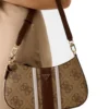 Borsa Donna Hobo a Spalla GUESS Linea Noelle colore Latte Logo - Brown Misura Piccola