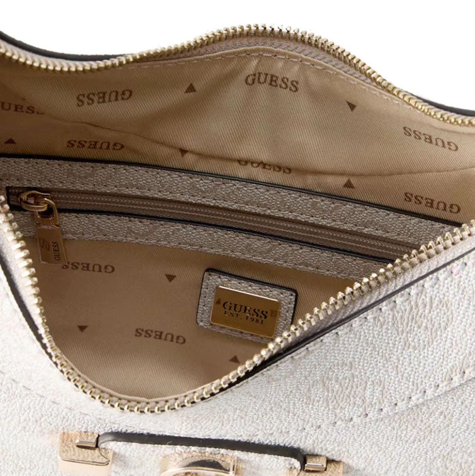 Borsa Donna Hobo a Spalla GUESS Linea Lindsey Colore Bone Logo
