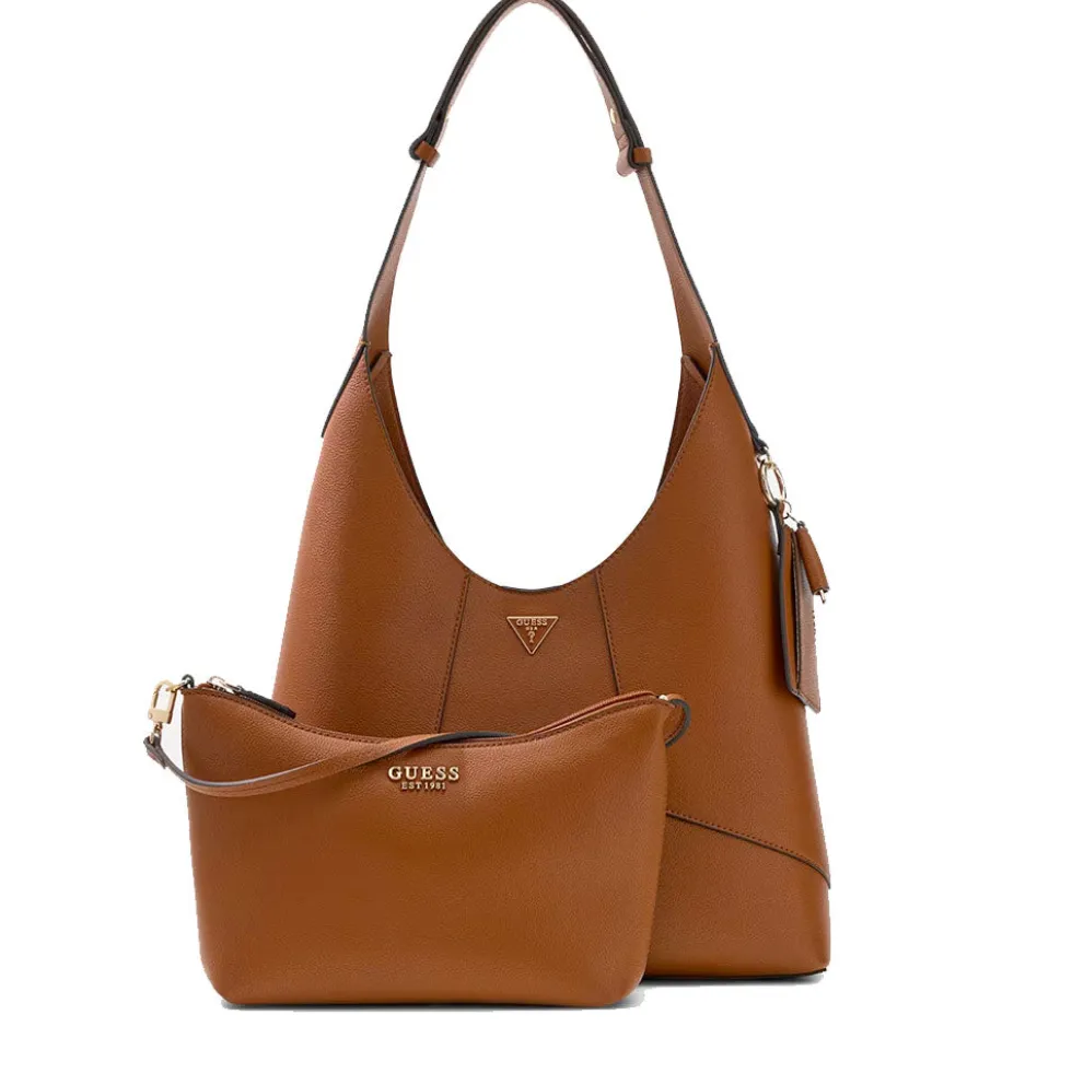 Borsa Donna Hobo a Spalla GUESS Linea Darcy Colore Cognac
