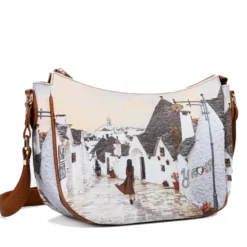 Borsa Donna Hobo Bag a Tracolla Y NOT YES-628 Stampa Fall In Alberobello