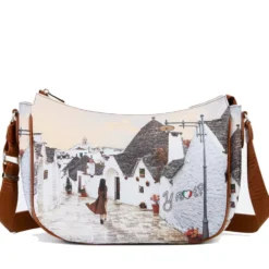 Borsa Donna Hobo Bag a Tracolla Y NOT YES-628 Stampa Fall In Alberobello