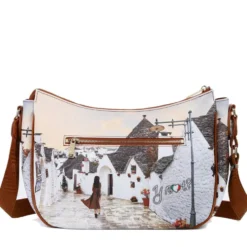 Borsa Donna Hobo Bag a Tracolla Y NOT YES-628 Stampa Fall In Alberobello