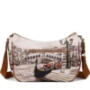 Borsa Donna Hobo Bag a Tracolla Y NOT YES-628 Stampa Venice Postcard
